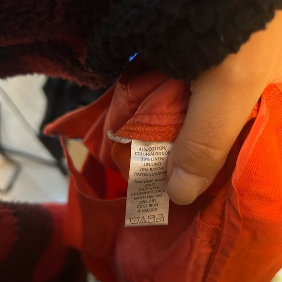 Loft Orange Linen Belted Chino Shorts - Picture 3 of 5